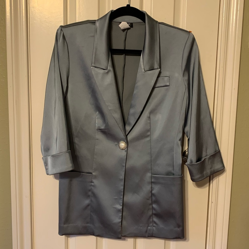 Vintage 90s Teal Satin Blazer